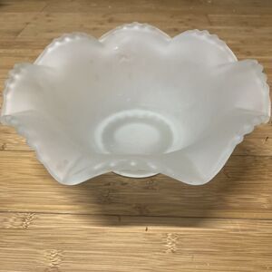 Tiara Indiana Glass  White Frosted Crimped Crystal Glass Footed 11" Diameter